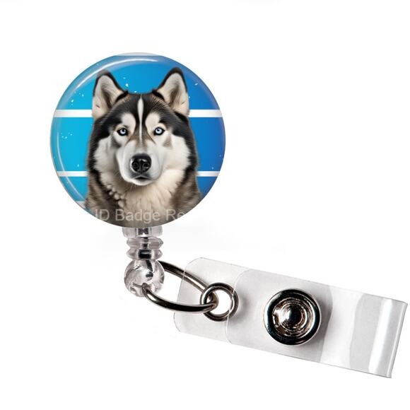 Handmade Accessories - Alaskan Malamute Badge Reel * Badge Holder * American Kennel Club * Pedigree *